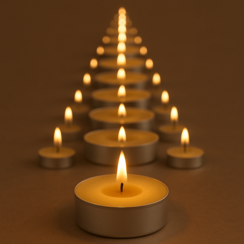 Balmumu Tealight Mum, 12 Saat Yanış Süresi (5 adet)