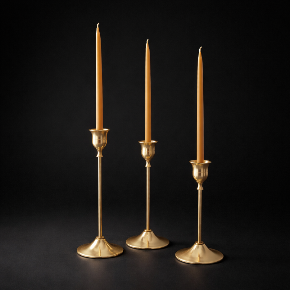 Pirinç Şamdan Mumluk Seti