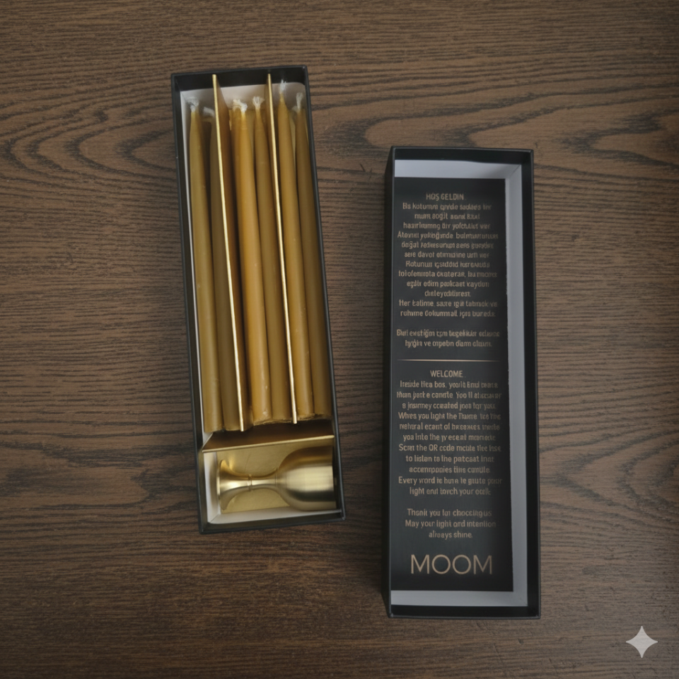 Premium Kutu Şamdan Balmumu Mum Kendimle Randevu Hediyeli Pirinç Mumluk